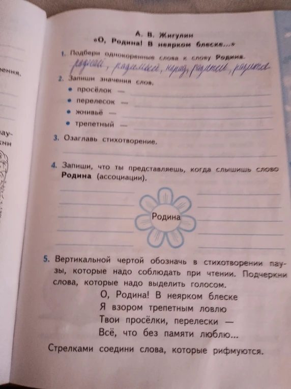 Подбери однокоренные слова к слову Родина.