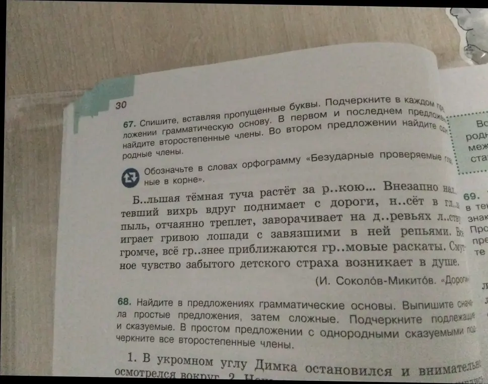 Помоги с упражнением: спиши текст, вставляя пропущенные буквы. Подчеркни в каждом предложении грамматическую основу.