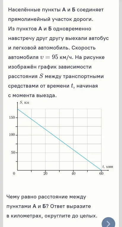 Определи расстояние между пунктами А и Б