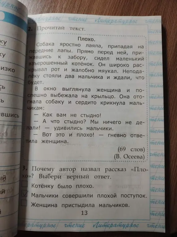 Почему автор назвал рассказ «Плохо»? Выбери верный ответ.