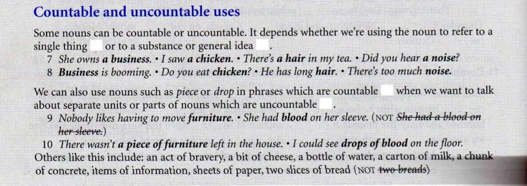 Вставь пропущенные слова в предложения про countable и uncountable nouns.