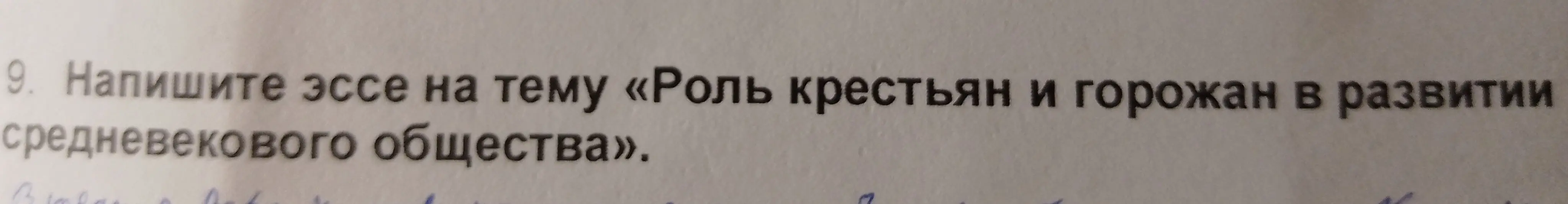 Напиши эссе на тему «Роль крестьян и горожан в развитии средневекового общества»