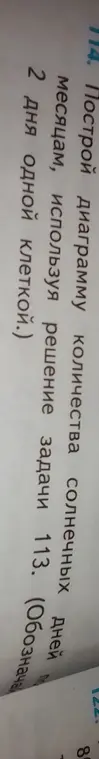 Построй диаграмму количества солнечных дней по месяцам, используя решение задачи 113