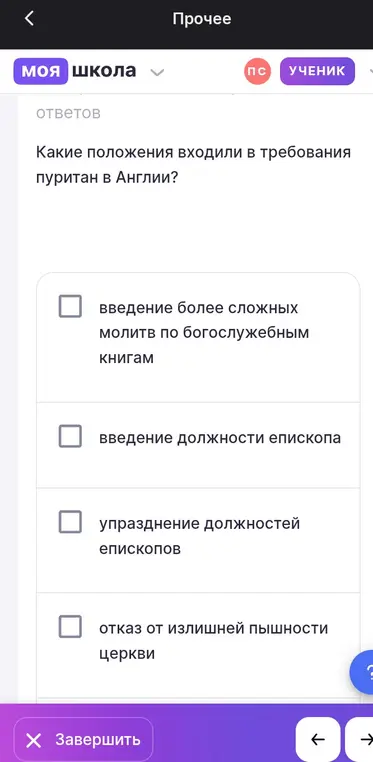 Какие положения входили в требования пуритан в Англии?