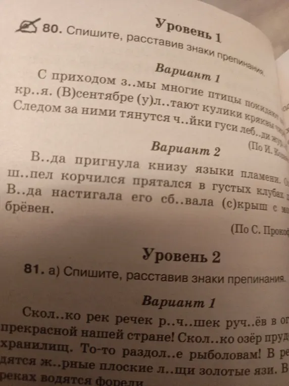 Спиши текст, расставив знаки препинания (задание 80, вариант 1)