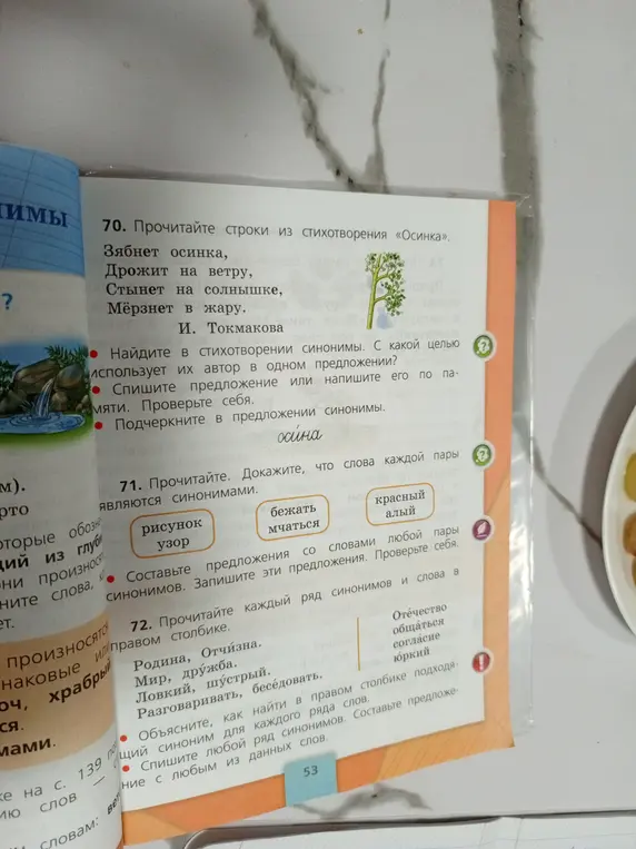 Найди в стихотворении «Осинка» синонимы и объясни, с какой целью автор использует их в одном предложении.