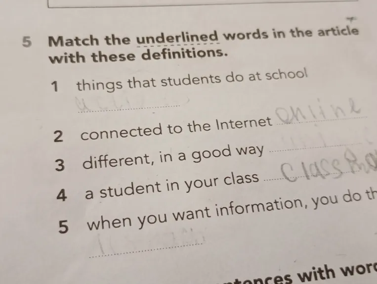 Match the underlined words in the article with these definitions.