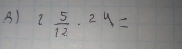 Вычислите выражение $2\frac{5}{12} \cdot 24$