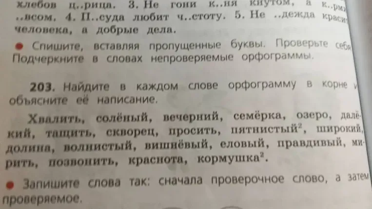 Найдите в каждом слове орфограмму в корне и объясните её написание.