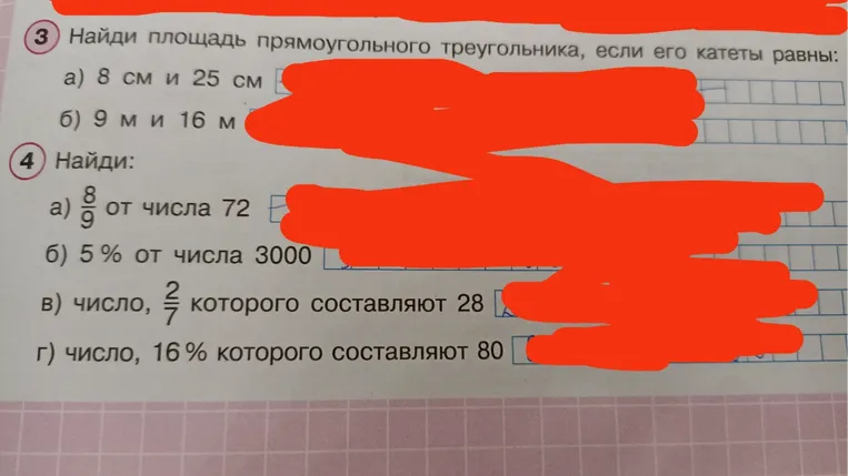 Найди площадь прямоугольного треугольника, если его катеты равны: а) 8 см и 25 см