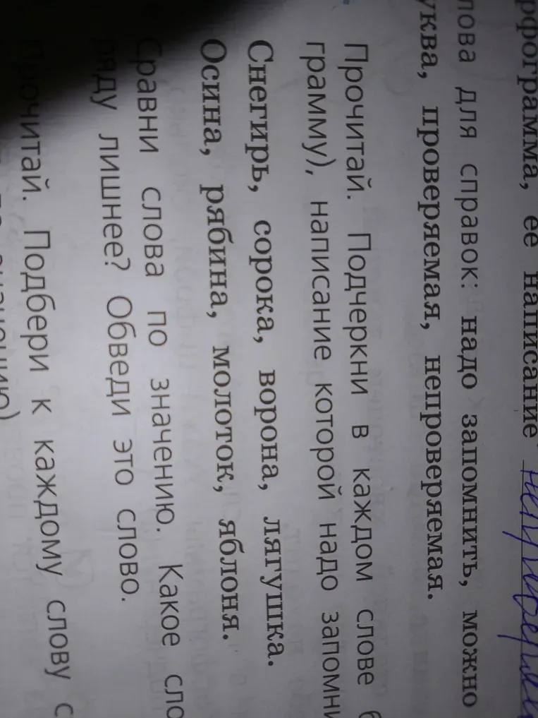 Сравни слова по значению. Какое слово в ряду лишнее? Обведи это слово.