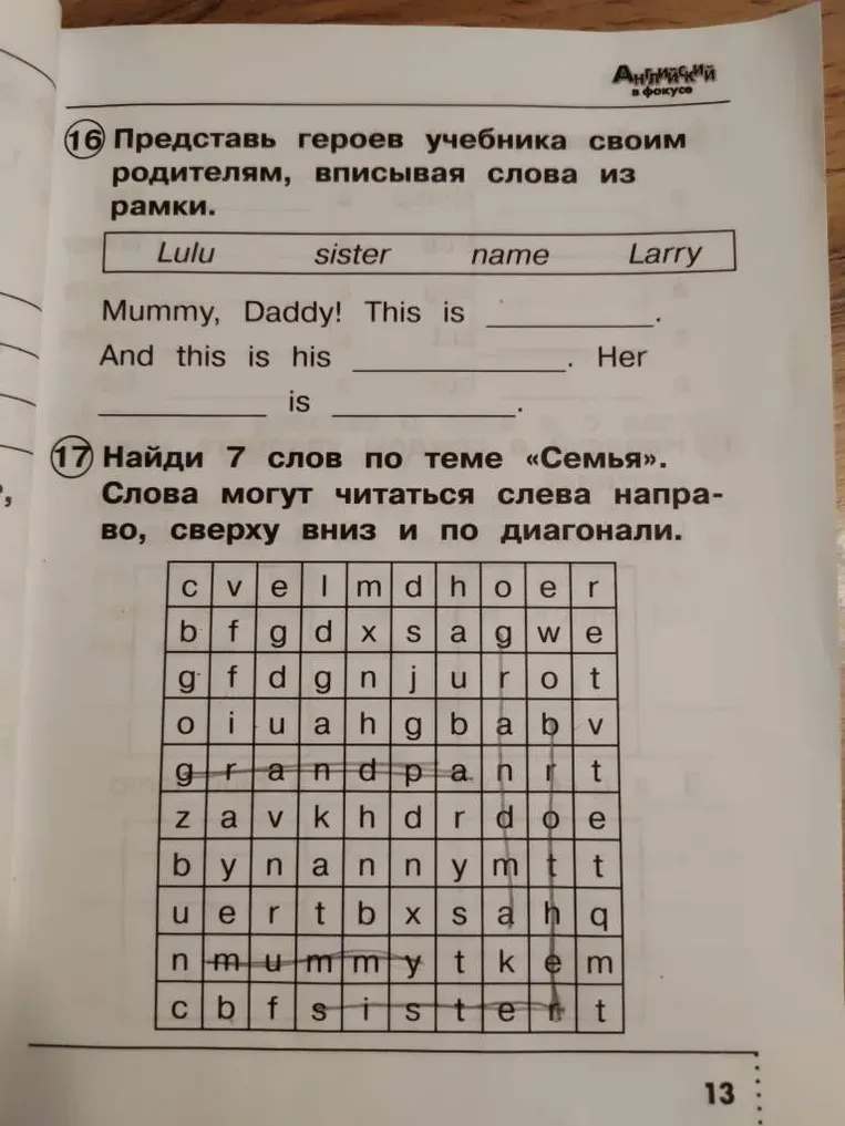 Представь героев учебника своим родителям, вписывая слова из рамки.