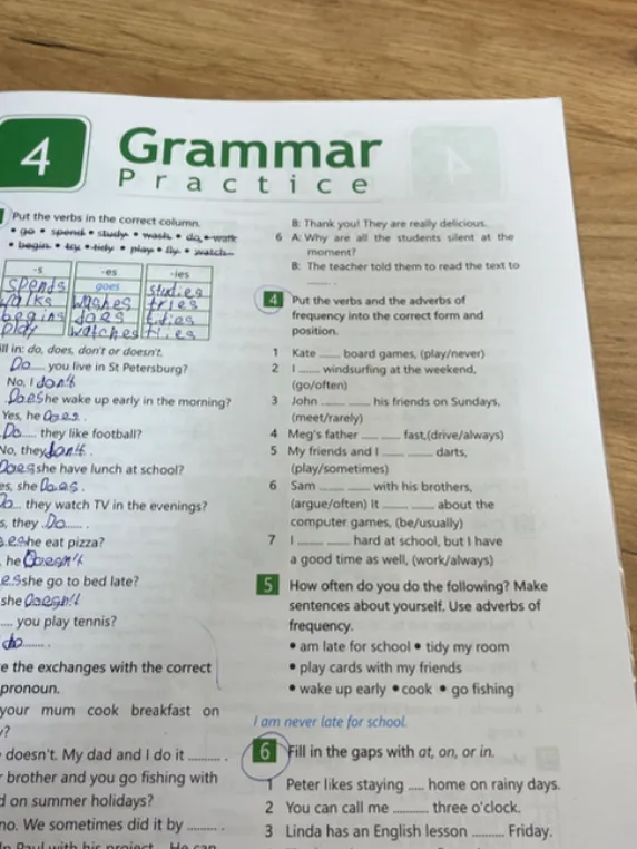 Fill in the gaps with at, on, or in.