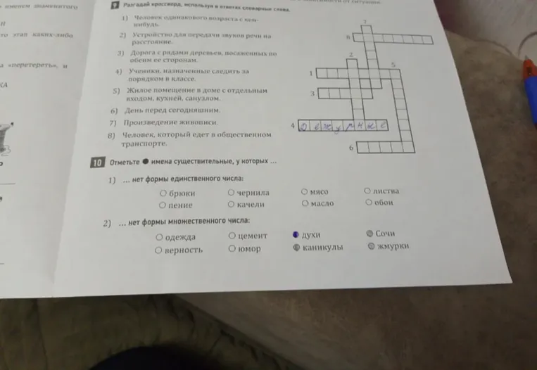 Отметьте имена существительные, у которых нет формы единственного числа