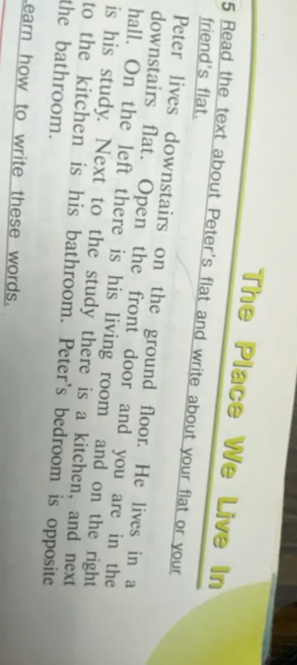 Read the text about Peter's flat and write about your flat or your friend's flat.