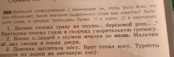 Выпишите словосочетания с омонимами так, чтобы было ясно, что они обозначают. Какие значения выделенного слова вам известны?