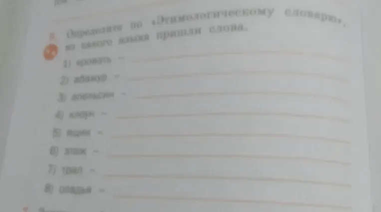Определите, из какого языка пришли слова.