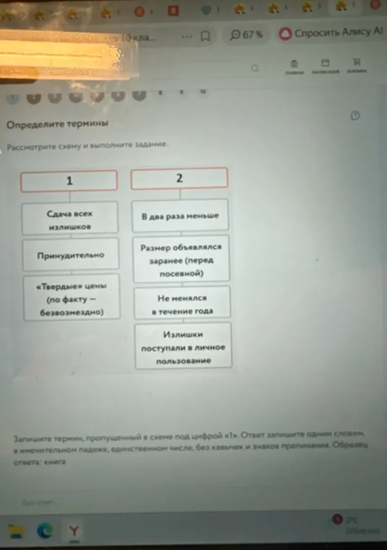 Запишите термин, пропущенный в схеме под цифрой «1». Ответ запишите одним словом, в именительном падеже, единственном числе, без кавычек и знаков препинания.