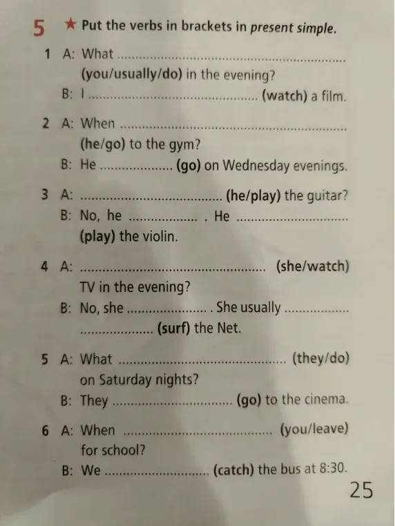 Put the verbs in brackets in present simple.