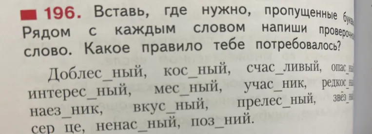 Вставь, где нужно, пропущенные буквы. Рядом с каждым словом напиши проверочное слово.