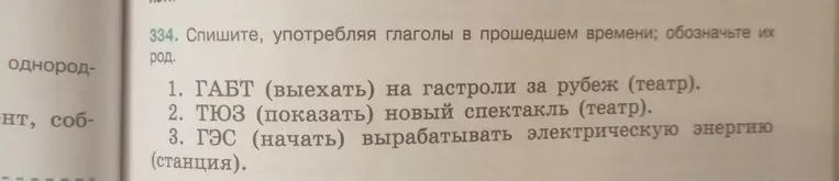 Спишите, употребляя глаголы в прошедшем времени; обозначьте их род.