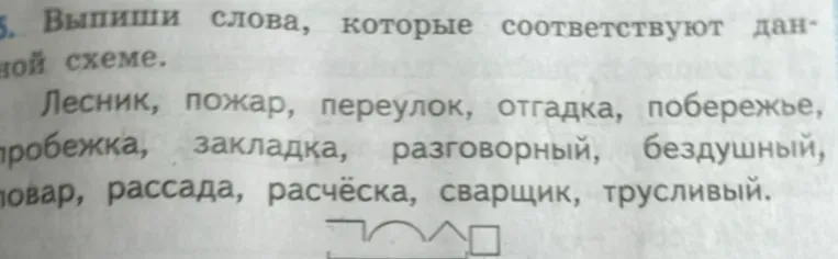 Выпишите слова, которые соответствуют данной схеме (приставка, корень, суффикс, окончание)