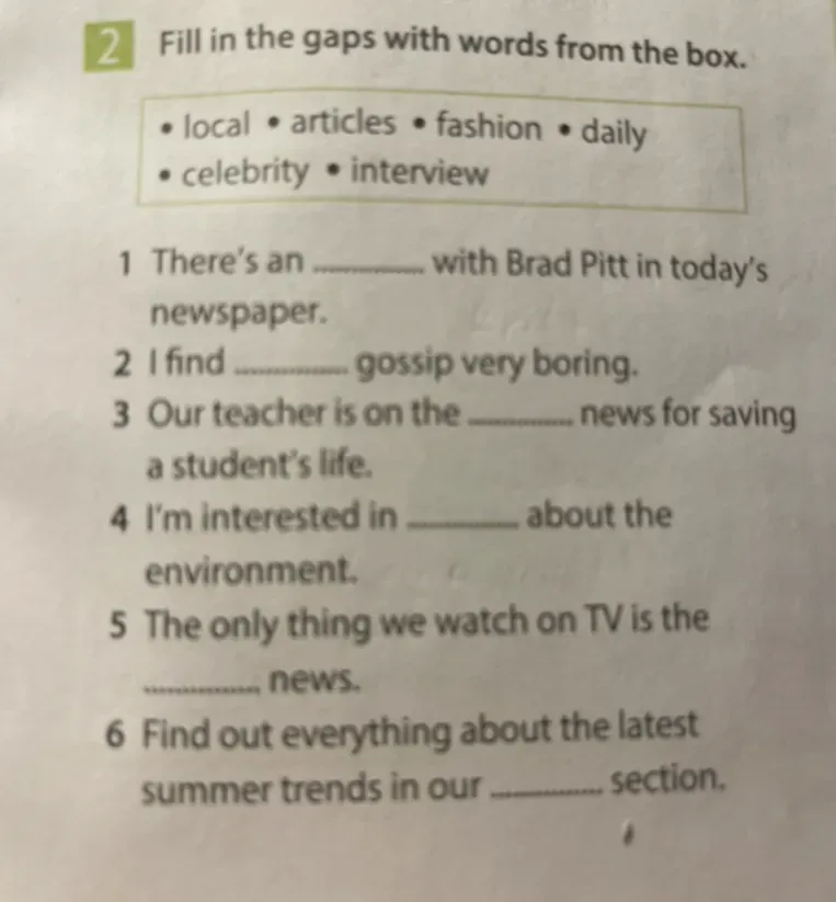 Fill in the gaps with words from the box.