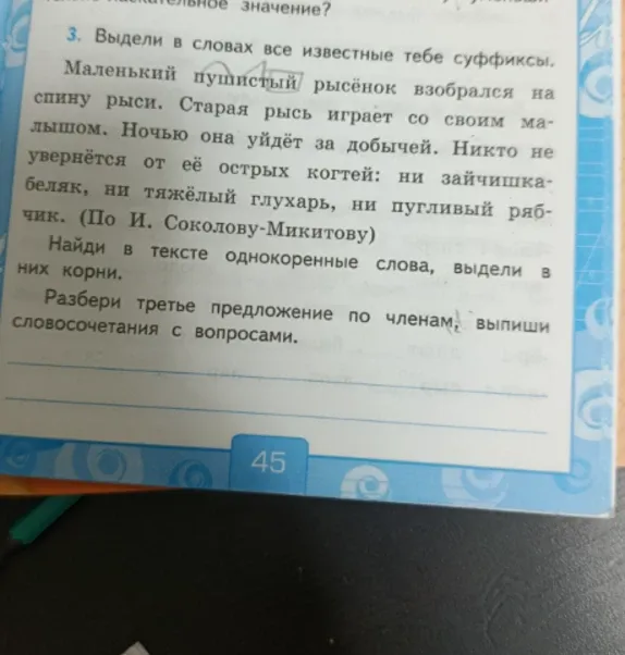 Выдели в словах все известные тебе суффиксы.