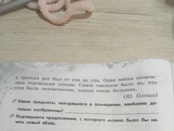 Прочитайте текст. Докажите, что это описание. Выделите слова, которые детализируют изображение, помогая читателю представить помещение: существительные, называющие предметы, находящиеся в помещении, заключите в прямоугольник, прилагательные, характеризующие эти предметы, — в овал