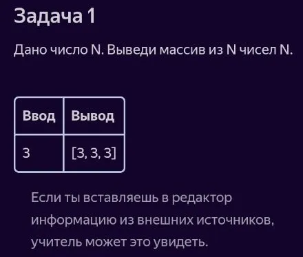 Дано число N. Выведи массив из N чисел N.