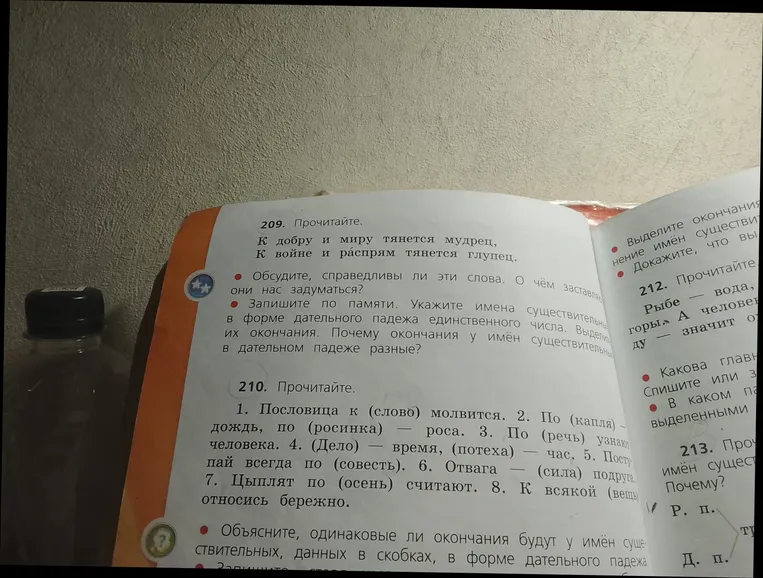 Запишите по памяти. Укажите имена существительные, данные в скобках, в форме дательного падежа единственного числа. Выделите их окончания. Почему окончания у имён существительных в дательном падеже разные?