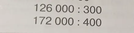 Вычислите значения выражений: 126 000 : 300 и 172 000 : 400