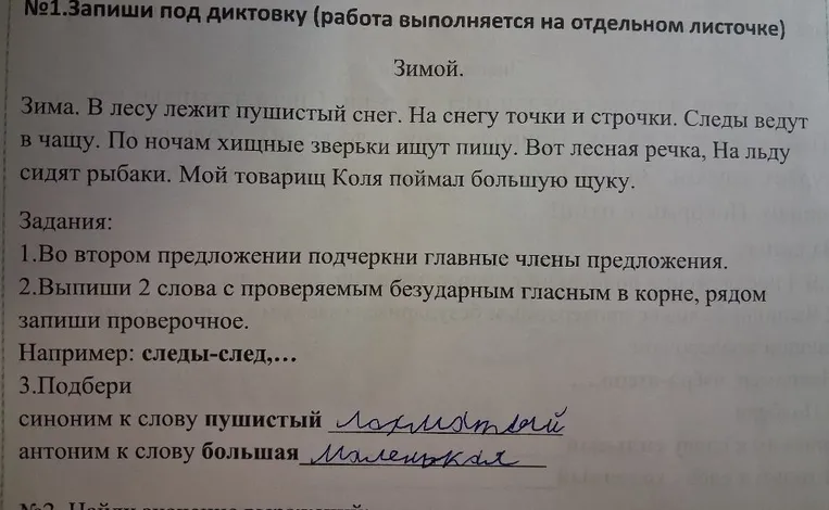 Подчеркни главные члены предложения во втором предложении