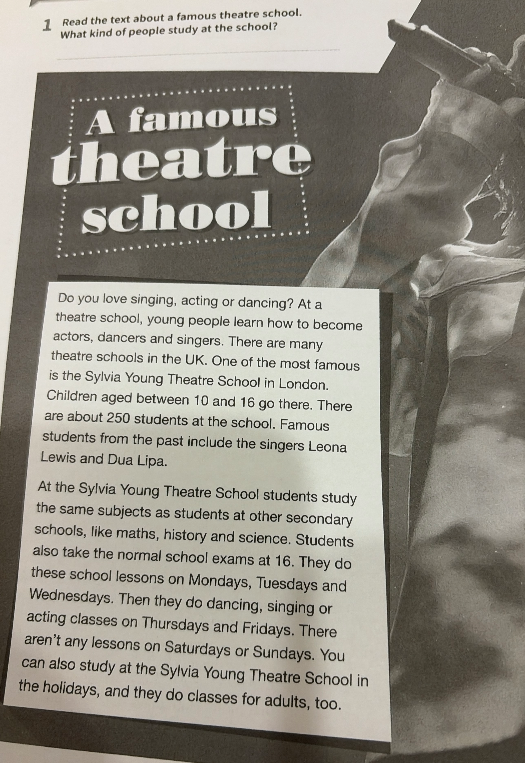 Read the text about a famous theatre school. What kind of people study at the school?