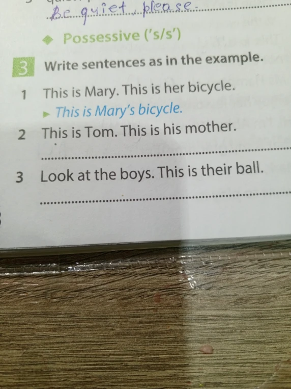 Write sentences as in the example. This is Mary. This is her bicycle. This is Mary's bicycle.