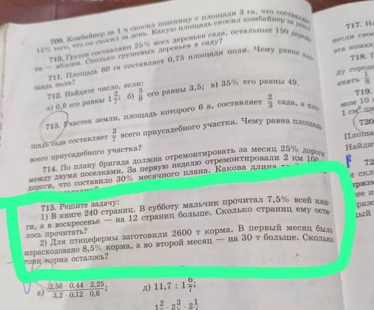 Решите задачу: В книге 240 страниц. В субботу мальчик прочитал 7,5% всей книги, а в воскресенье — на 12 страниц больше. Сколько страниц ему осталось прочитать?