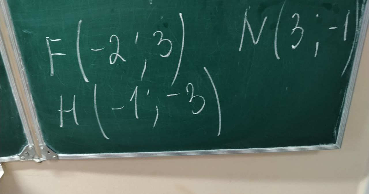 Построить точки на координатной плоскости F(-2; 3), H(-1; -3), N(3; -1)