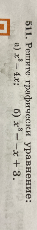 Решите графически уравнение: а) $x^3 = 4x$;
