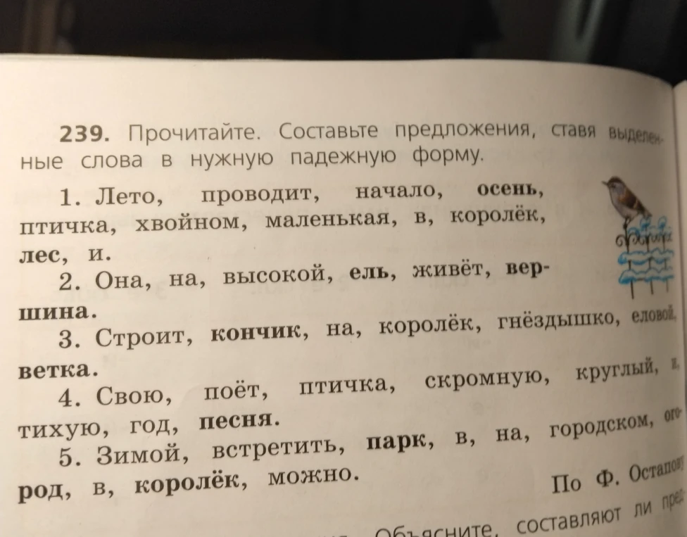 Прочитайте. Составьте предложения, ставя выделенные слова в нужную падежную форму.