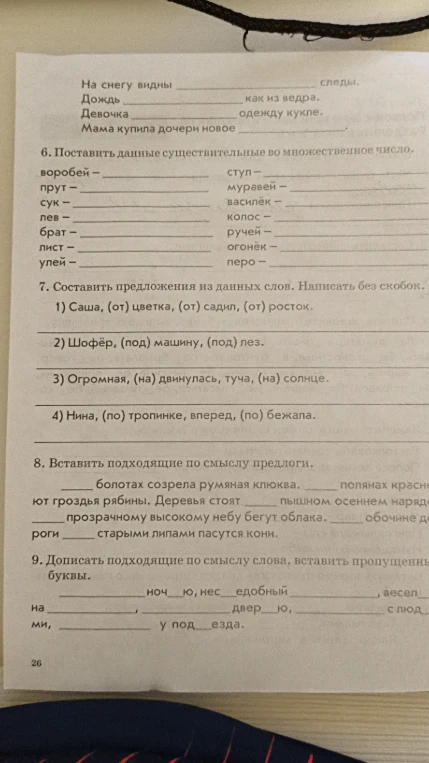 Поставить данные существительные во множественное число: воробей, прут, сук, лев, брат, лист, улей, стул, муравей, василёк, колос, ручей, огонёк, перо.
