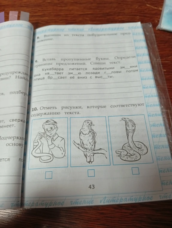 Вставь пропущенные буквы. Определи границы предложений. Спиши текст.