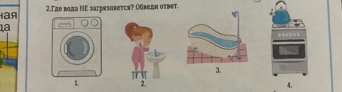 Где вода НЕ загрязняется? Обведи ответ.