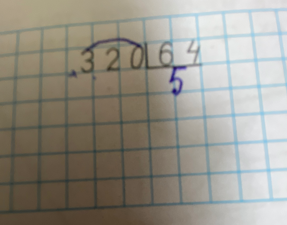 Разделите число 320 на 64 столбиком.
