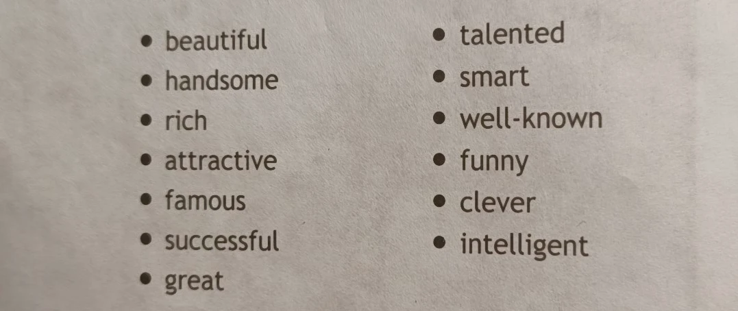 Переведи на русский язык: beautiful, handsome, rich, attractive, famous, successful, great, talented, smart, well-known, funny, clever, intelligent
