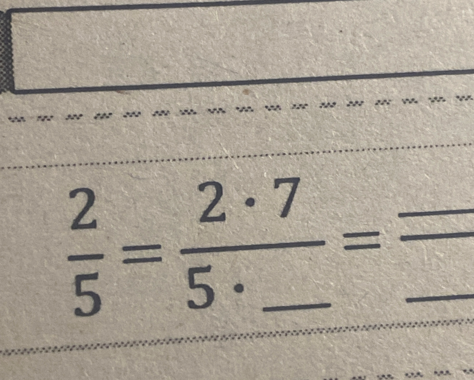 Заполните пропуски в равенстве: 2/5 = (2*7)/(5*_) = _/_