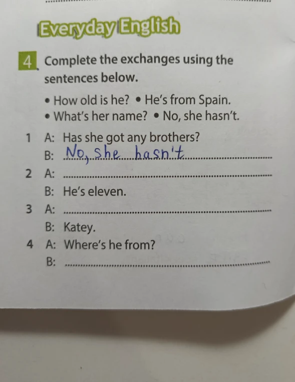 Complete the exchanges using the sentences below.