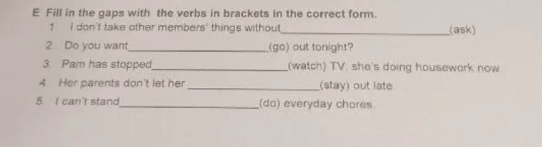 Fill in the gaps with the verbs in brackets in the correct form.
