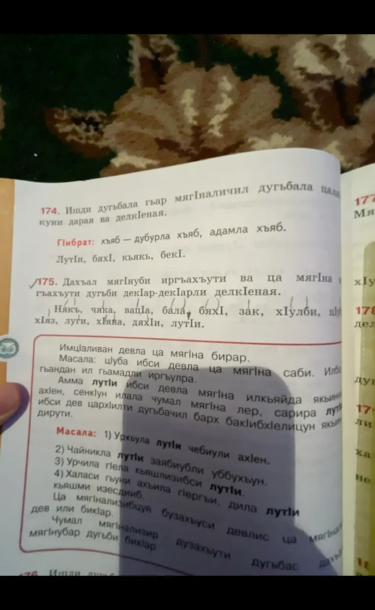 175. Дахъал мягӀниби иргъахъути ва ца мягӀна иргъахъути дугьби декIар-декIарли делкIеная.