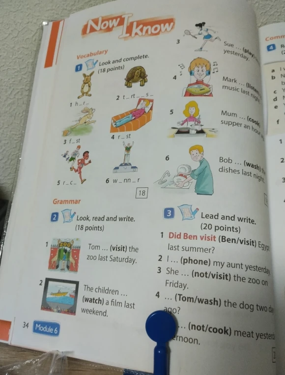 Look and complete. Look, read and write. Lead and write.