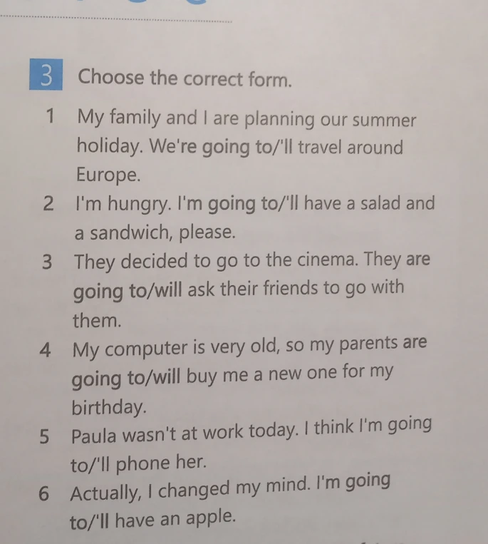 Choose the correct form.